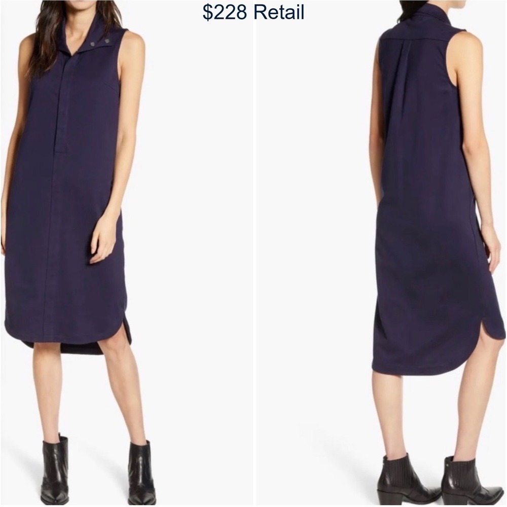 AG ADRIANO GOLDSCHMIED Bayle Shirt Dress Size M Cotton Indigo Ink Blue Minimal